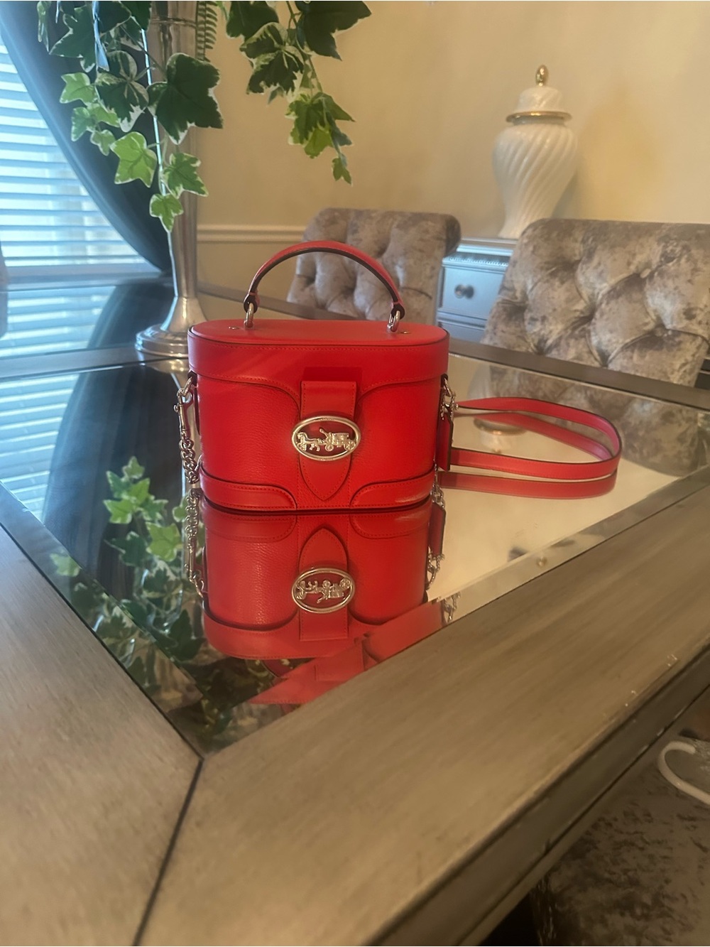 Coach Red Leather Mini Top-Handle Crossbody